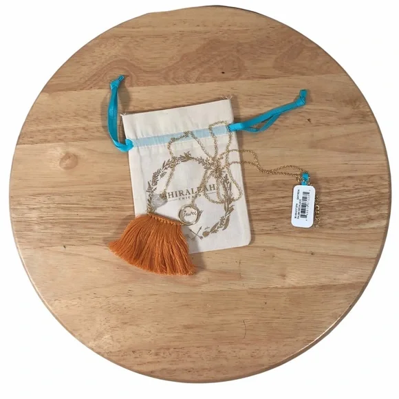 Shiraleah Anthropologie Necklace Fringe PALMA Peach Tassel Hoop Orange Boho - Picture 9 of 9